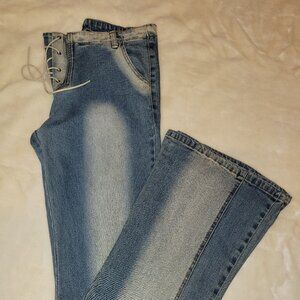 DMBM Jeans Large (~10) Vintage Light Blue Wash with Yellow Fade
